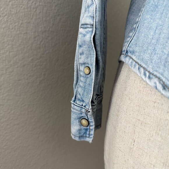 All Saints Ines Denim Button Up Shirt Coastal Cowgirl Blue Sz 0 - Picture 6 of 12